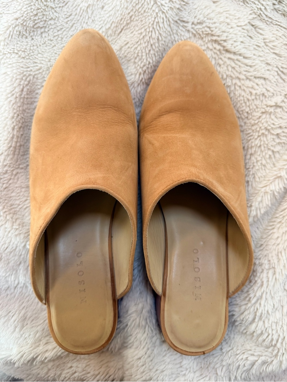 Nisolo Camel Suede Pointed-Toe Slip-On Mules